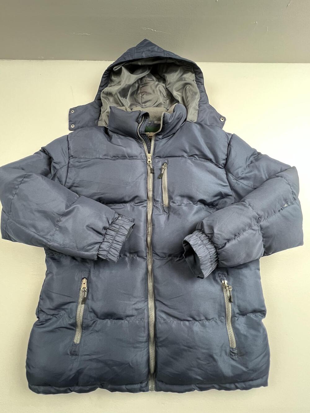 Outdoor Life Jacket Womens Small S Gray Hooded Puffer Zip Winter Coat